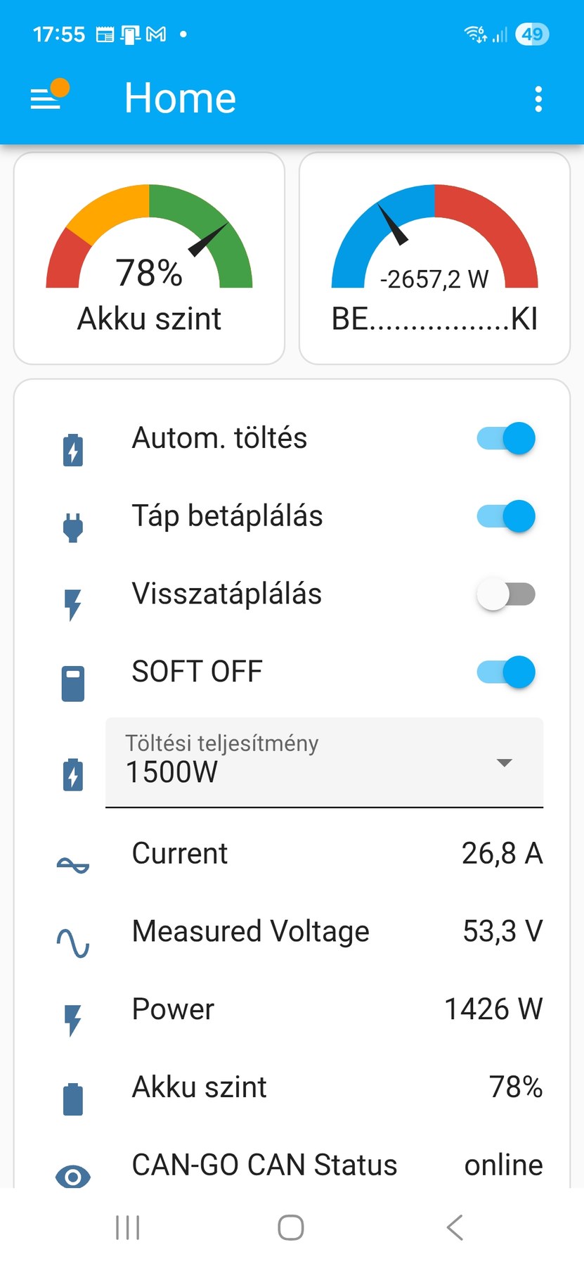 CAN-GO X mobile Home Assistant dashboard